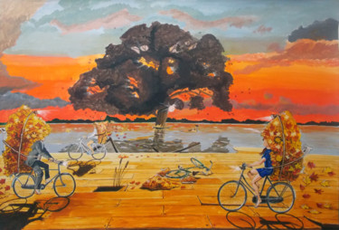 Malerei mit dem Titel "END OF SEASON HABITS" von Lazaro Hurtado, Original-Kunstwerk, Acryl