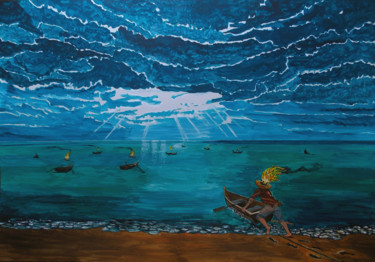 Painting titled "NAVIGATE THE DREAMS" by Lazaro Hurtado, Original Artwork, Acrylic