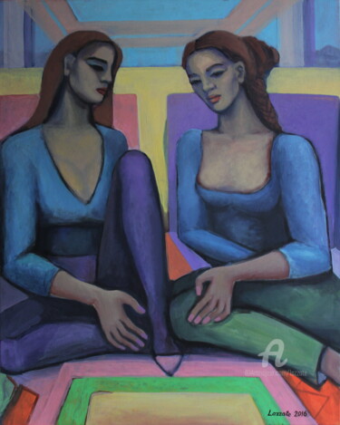 Painting titled "CONFIANCE" by Lazzate Maral, Original Artwork, Acrylic Mounted on Wood Stretcher frame