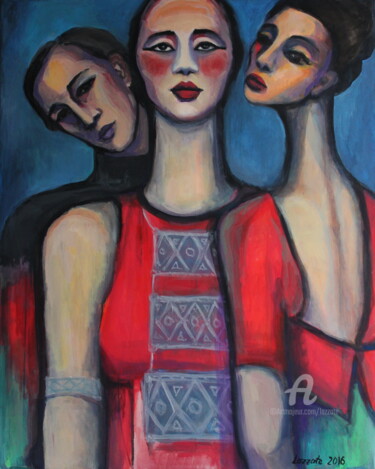 Painting titled "L'ETE. SUMMER" by Lazzate Maral, Original Artwork, Acrylic Mounted on Wood Stretcher frame