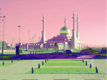 Digitale Kunst getiteld "ASTANA. MOSQUE" door Lazzate Maral, Origineel Kunstwerk, Digitaal Schilderwerk