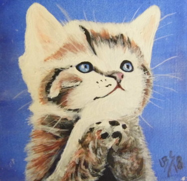Painting titled "Le Saint Chat" by Laurence De Chabot, Original Artwork, Acrylic