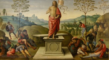 Schilderij getiteld "La résurrection du…" door Le Pérugin, Origineel Kunstwerk, Olie