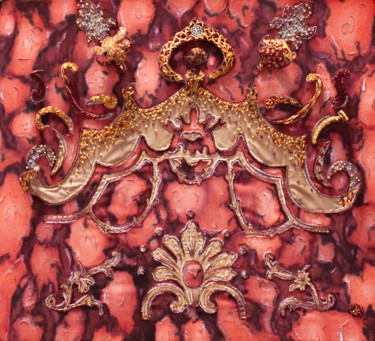 Arte tessile intitolato "Marqueterie d'or" da Léa Coutureau, Opera d'arte originale, Ricamo Montato su Telaio per barella in…