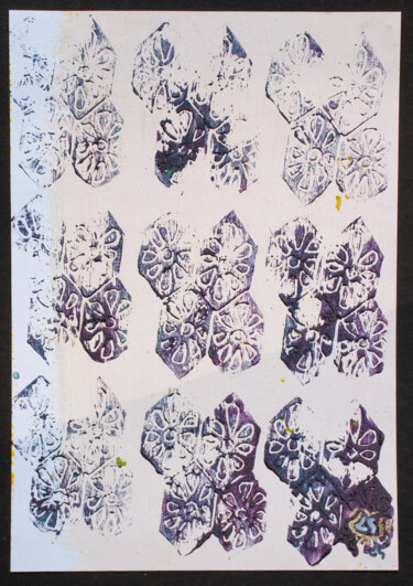 "Fleurs diaphanes" başlıklı Baskıresim Léa Coutureau tarafından, Orijinal sanat, Linocut