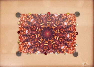 Textile Art titled "Rouge hypnotique" by Léa Coutureau, Original Artwork, 2D Digital Work Mounted on Cardboard