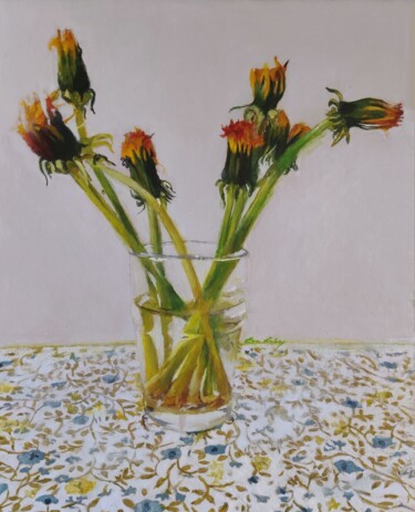 Картина под названием "Withered Dandelion" - Lea Laboy, Подлинное произведение искусства, Масло