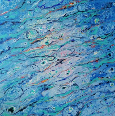 Painting titled "ban de poissons au…" by Lea Monnier Art, Original Artwork, Acrylic