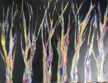 Malerei mit dem Titel "Troncs d'arbres à l…" von Lea Monnier Art, Original-Kunstwerk, Acryl