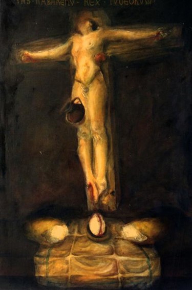 Картина под названием "LA CRUCIFIXION" - Alexander Leal Cid, Подлинное произведение искусства, Масло