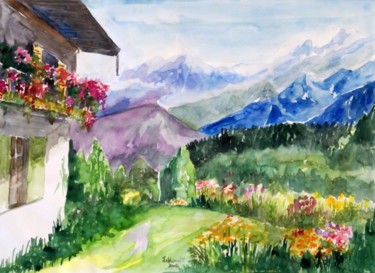 Painting titled "PAYSAGE EN HAUTE SA…" by Thaline 1, Original Artwork, Oil