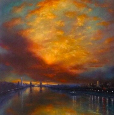 Pintura titulada "Pool of London" por Lee Campbell, Obra de arte original, Oleo