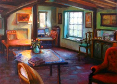 Schilderij getiteld "Monks House I" door Lee Campbell, Origineel Kunstwerk, Olie