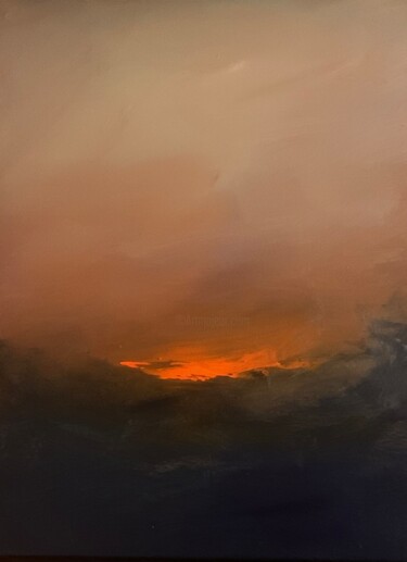 Painting titled "Fire in the Sky" by Lee Davis, Original Artwork, Acrylic Mounted on Wood Stretcher frame