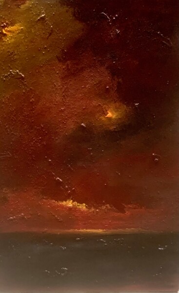 Pittura intitolato "Desert Sunset" da Lee Davis, Opera d'arte originale, Acrilico Montato su Telaio per barella in legno