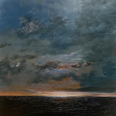 Painting titled "Storm at Dawn" by Lee Davis, Original Artwork, Pigments Mounted on Wood Stretcher frame
