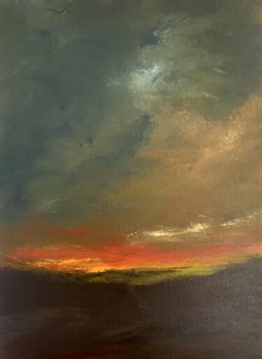 Painting titled "After Sunset" by Lee Davis, Original Artwork, Pigments Mounted on Wood Stretcher frame