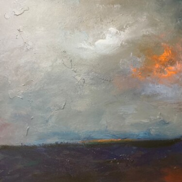 Schilderij getiteld "Eventide" door Lee Davis, Origineel Kunstwerk, pigmenten Gemonteerd op Frame voor houten brancard