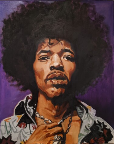 Malerei mit dem Titel "Jimi Hendrix origin…" von Lee Davison, Original-Kunstwerk, Öl