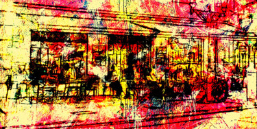 Картина под названием "Cafeszene Cafe Safr…" - Lee Eggstein, Подлинное произведение искусства, Акрил