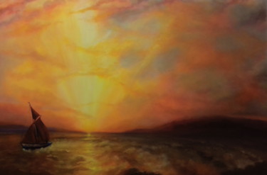 Pintura titulada "Estuary Gold" por Lee Campbell, Obra de arte original, Oleo Montado en Bastidor de camilla de madera