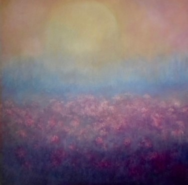 Painting titled "Into the Mist" by Lee Campbell, Original Artwork, Oil Mounted on Wood Stretcher frame