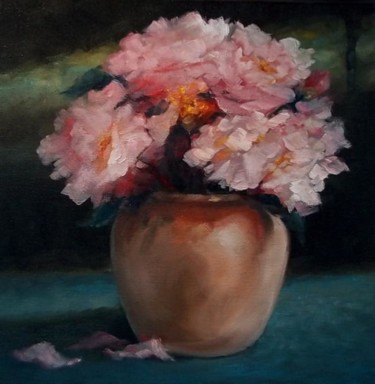 Painting titled "Peonies" by Lee Campbell, Original Artwork, Oil