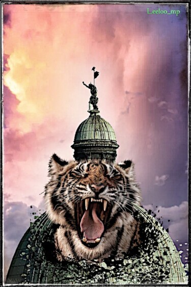 Arte digitale intitolato "BSIC Tiger in Rome" da Leeloo_mp, Opera d'arte originale, Collage digitale