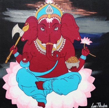 Painting titled "GANESHA - acrylic p…" by Leetruka, Original Artwork, Acrylic