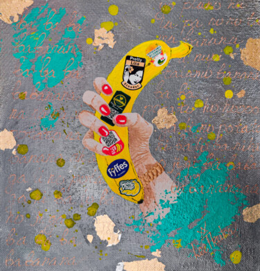 Malerei mit dem Titel "BABANANA - abstract…" von Leetruka, Original-Kunstwerk, Acryl Auf Andere starre Platte montiert