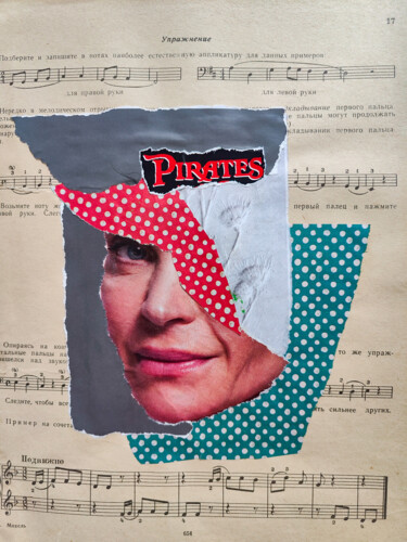 Schilderij getiteld "Pirates collage abs…" door Leetruka, Origineel Kunstwerk, Collages