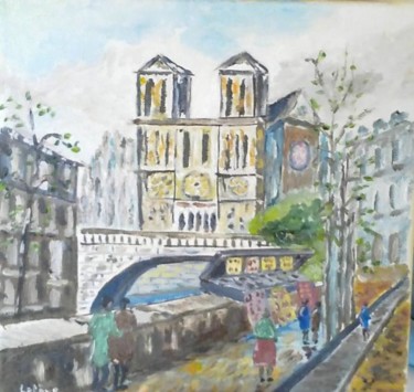 Peinture intitulée "Paris, Notre Dame" par Jean Claude Lefeve, Œuvre d'art originale, Huile