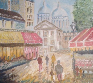 Peinture intitulée "Paris, Montmartre" par Jean Claude Lefeve, Œuvre d'art originale, Huile