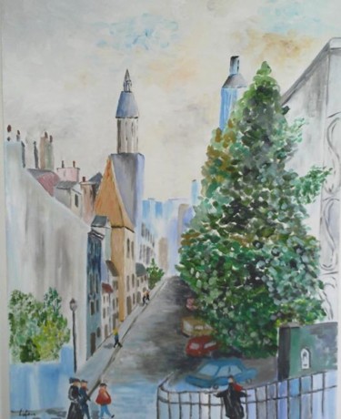 Peinture intitulée "Paris, rue de l'abr…" par Jean Claude Lefeve, Œuvre d'art originale, Huile