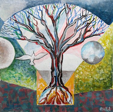 Peinture intitulée "Arbre de vie 01" par Lefolhub, Œuvre d'art originale, Acrylique