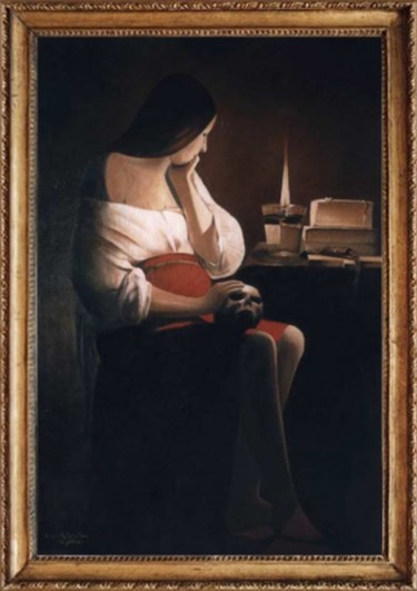 Pintura intitulada ""Madeleine à la vei…" por Lydie Le Gléhuir, Obras de arte originais