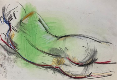 Zeichnungen mit dem Titel "Akt Zeichnung, weib…" von Tius, Original-Kunstwerk, Pastell