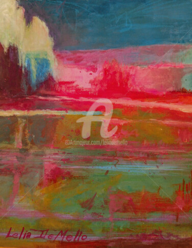 Картина под названием "Abstract Landscape…" - Lelia, Подлинное произведение искусства, Акварель