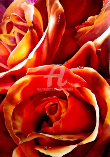 Malarstwo zatytułowany „ROSE” autorstwa Lelia, Oryginalna praca, Akwarela