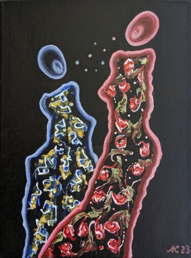 Картина под названием "Chatter" - Lena Kolambet, Подлинное произведение искусства, Акрил Установлен на Деревянная рама для н…