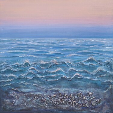 Painting titled "Reflection (Sunset)" by Lena Kolambet, Original Artwork, Acrylic Mounted on Wood Stretcher frame