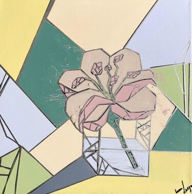 Картина под названием "Lily in a glass" - Lena Langer, Подлинное произведение искусства, Акрил