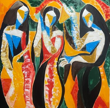 Pittura intitolato ""The Three Cubist M…" da Lena Logart, Opera d'arte originale, Olio