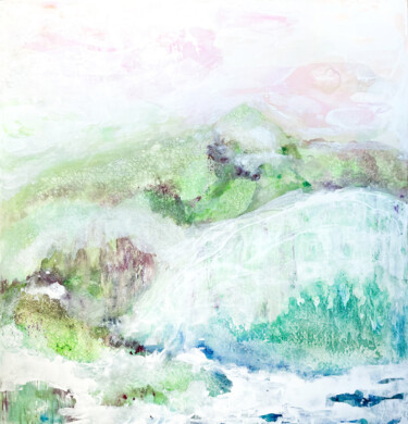Schilderij getiteld "Туманная долина" door Lena Oborina, Origineel Kunstwerk, Acryl