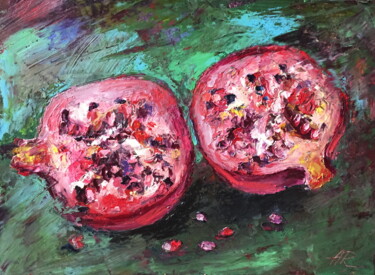 Dibujo titulada "Pomegranates" por Lena Ru, Obra de arte original, Pastel