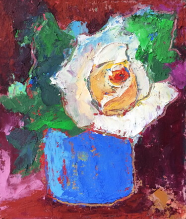 Pintura titulada "Miniature Rose Oil…" por Lena Ru, Obra de arte original, Pastel