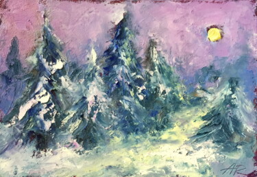 Desenho intitulada "A Winters Night" por Lena Ru, Obras de arte originais, Pastel