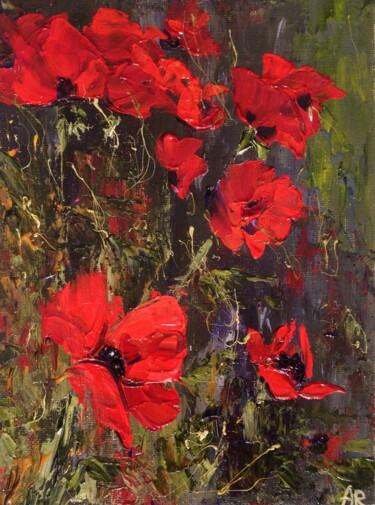 Malerei mit dem Titel "Red poppies" von Lena Ru, Original-Kunstwerk