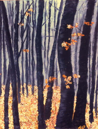 Disegno intitolato "Gold of autumn" da Lena Ru, Opera d'arte originale