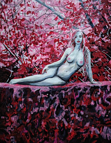 Peinture intitulée "Daphnaie" par Lena Snow, Œuvre d'art originale, Acrylique